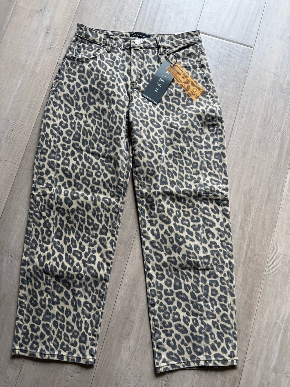 NET RISEN Siren Leopard Print High-Rise Straight Jeans - Beige/Black (144)
